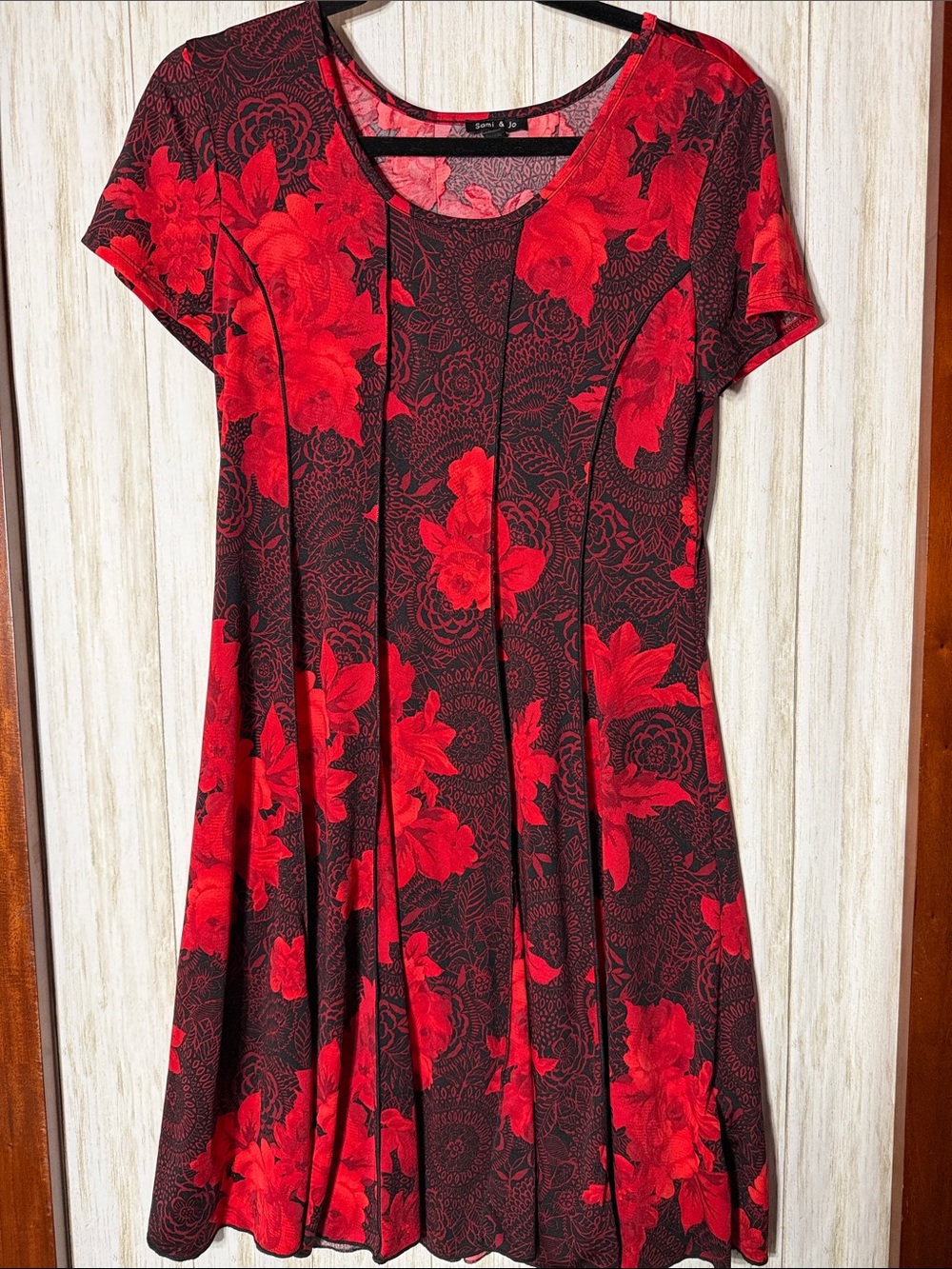 Sami & Jo Red and Black Floral Fit & Flare Dress